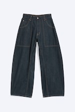 Blue Rinse - Dark Blue - Dunno Unisex Low Rise Loose Barrel Jeans - 9