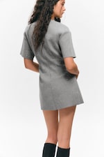 Grey Melange - Studs - Studded Mini Scuba Tee Dress - 2