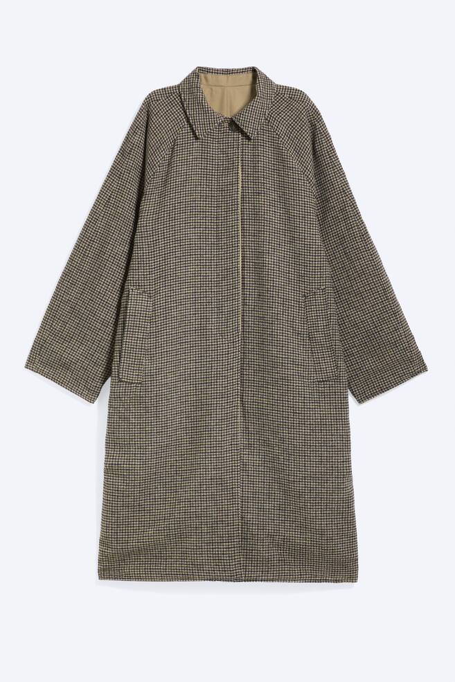 Wendbarer Car Coat mit Oversize-Passform - Gedecktes Beige + Hahnentritt - 1