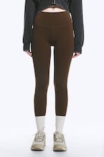 Mörkbrun - Högmidjade sporttights - 2