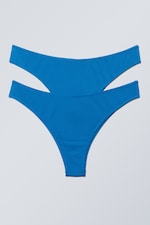 Helderblauw - Set van 2 cheeky Braziliaanse slips van modal - 0