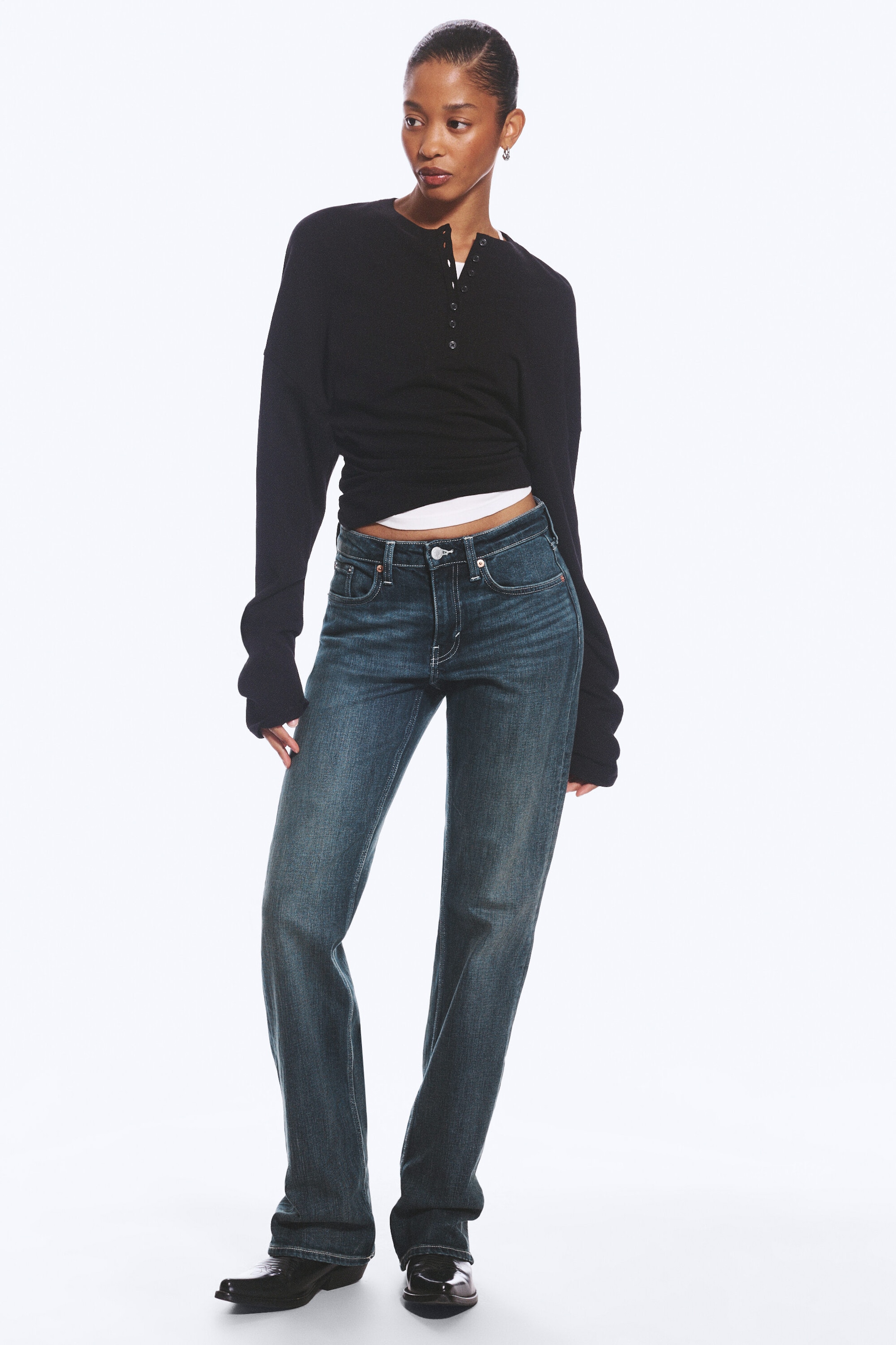 Deep Sea Blue - Dark Blue - Tension Mid Rise Slim Bootcut Jeans