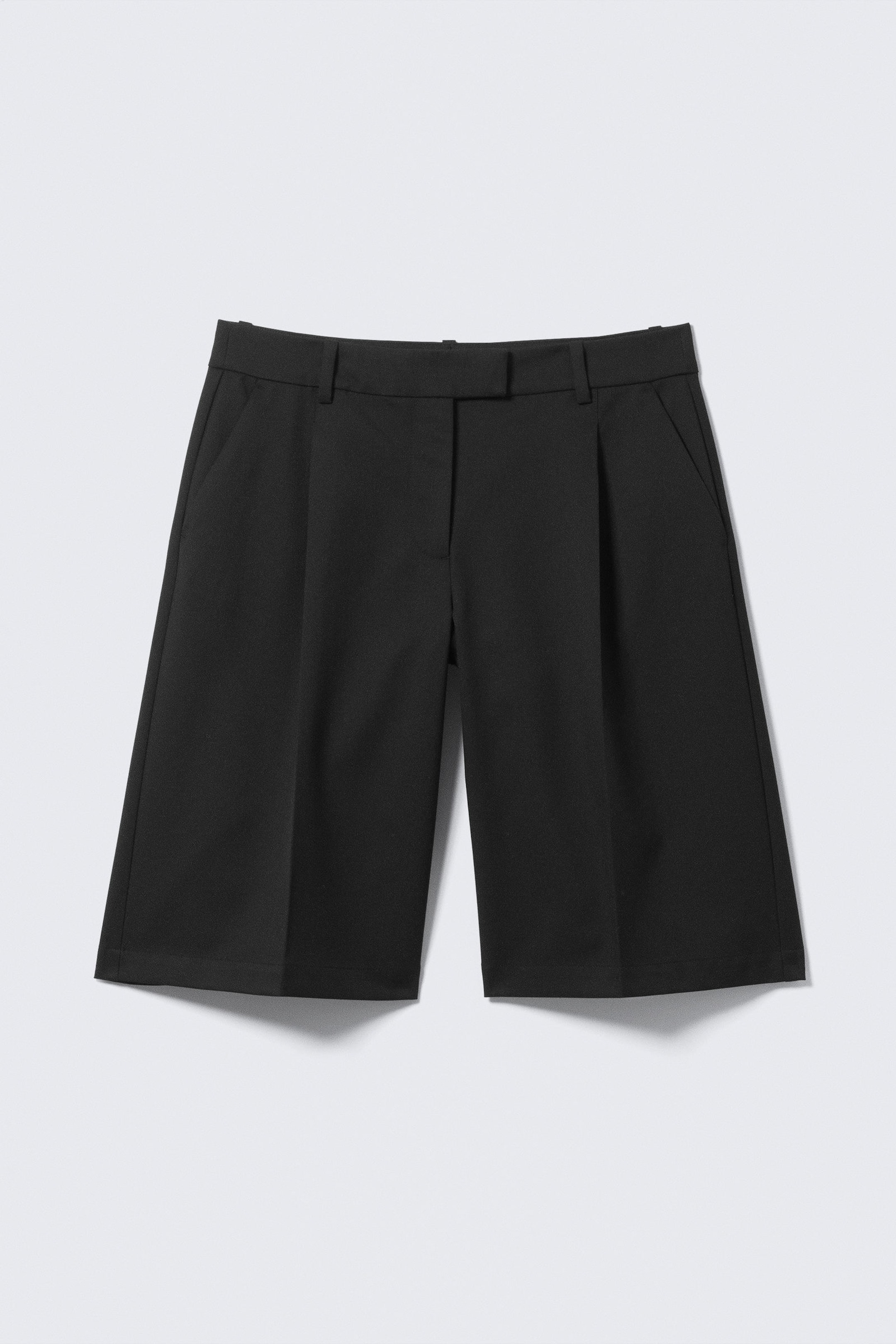 Black - Knee-length Suiting Shorts - 3