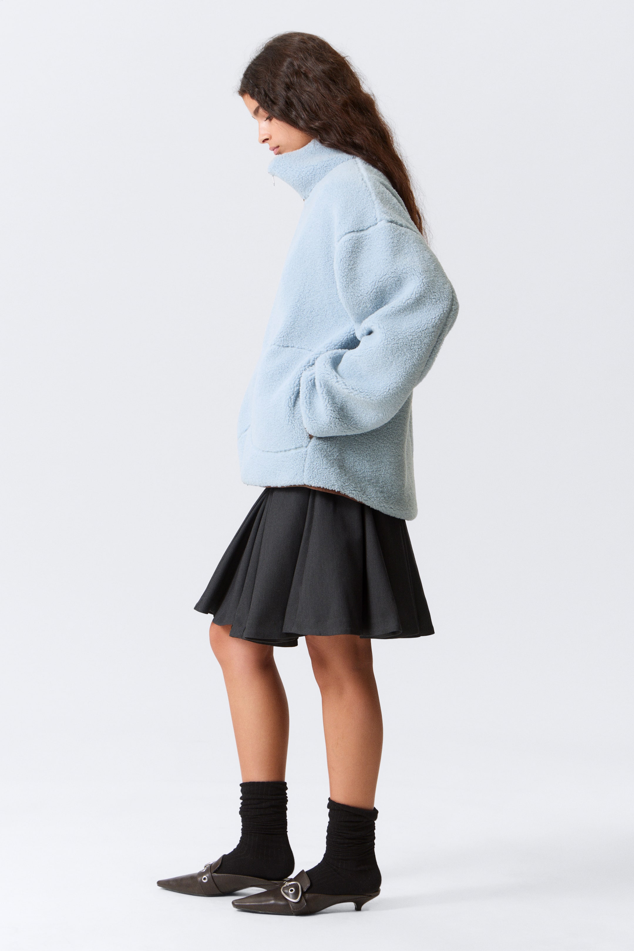 Grotere afbeelding bekijken: Ruimvallend fleecejack van teddy - Lichtblauw - Bruine voering - DAMES | H&M BE 3