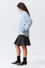 Light Blue - Brown Lining - Relaxed Pile Fleece Jacket - 2