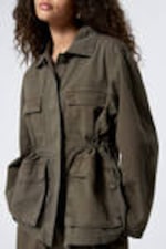 Dunkles Graubraun - Verwaschene, locker geschnittene Ripstop-Jacke - 1