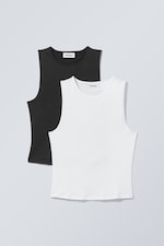 Black White - 2-pack Fine Tank Top - 0