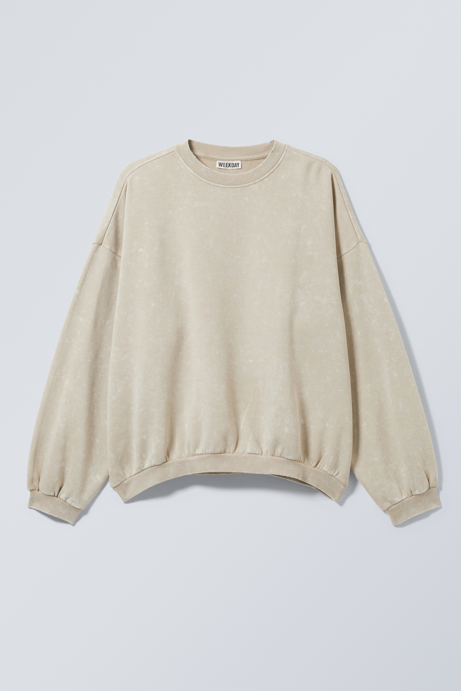 Long-Sleeved Oversized Slouchy Sweatshirt - Washed Dusty Beige/Washed Dark Blue