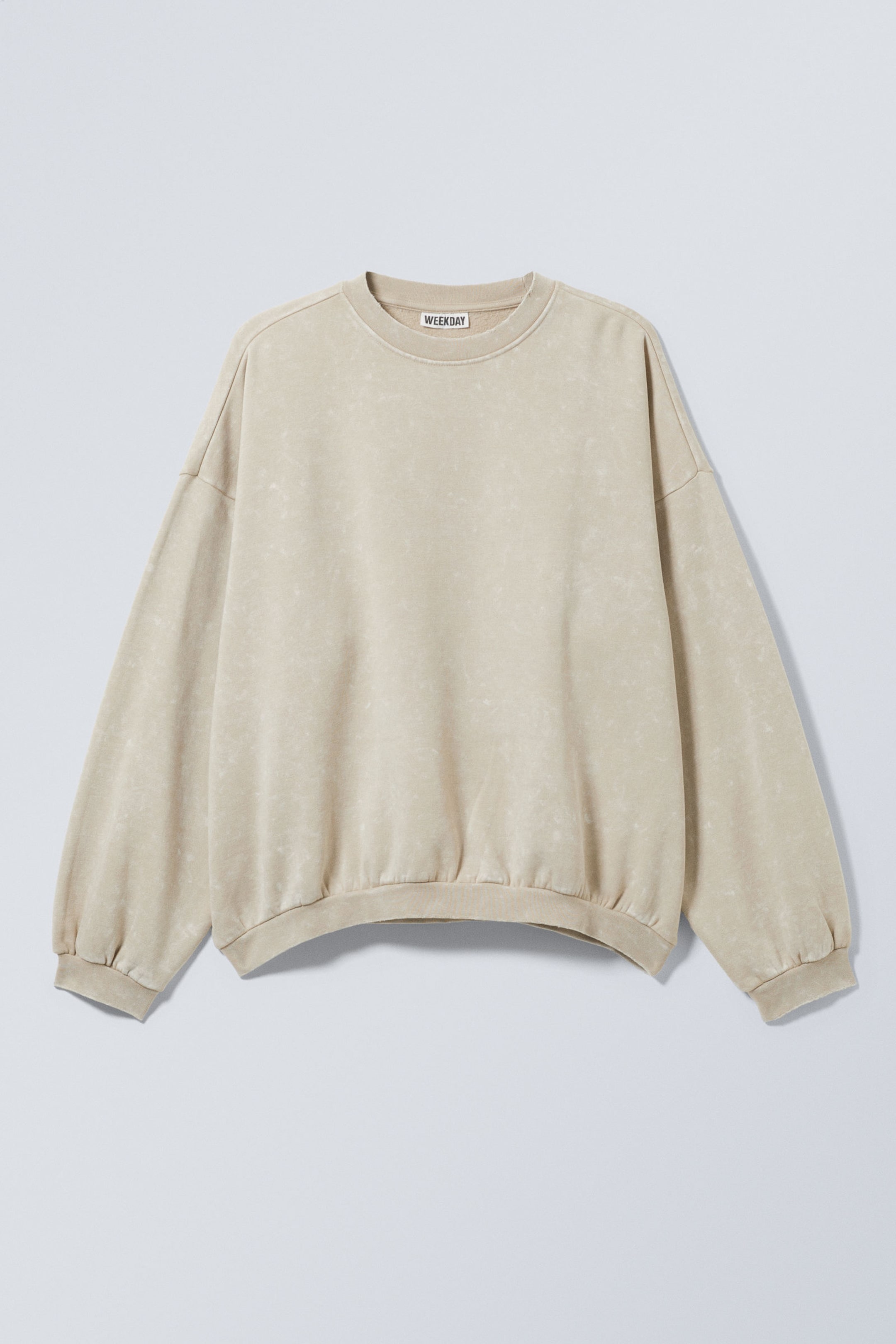 Washed Dusty Beige - Long-Sleeved Oversized Slouchy Sweatshirt - 3