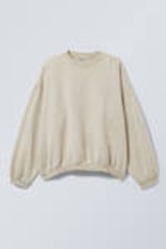 Washed Dusty Beige - Long-Sleeved Oversized Slouchy Sweatshirt - 3