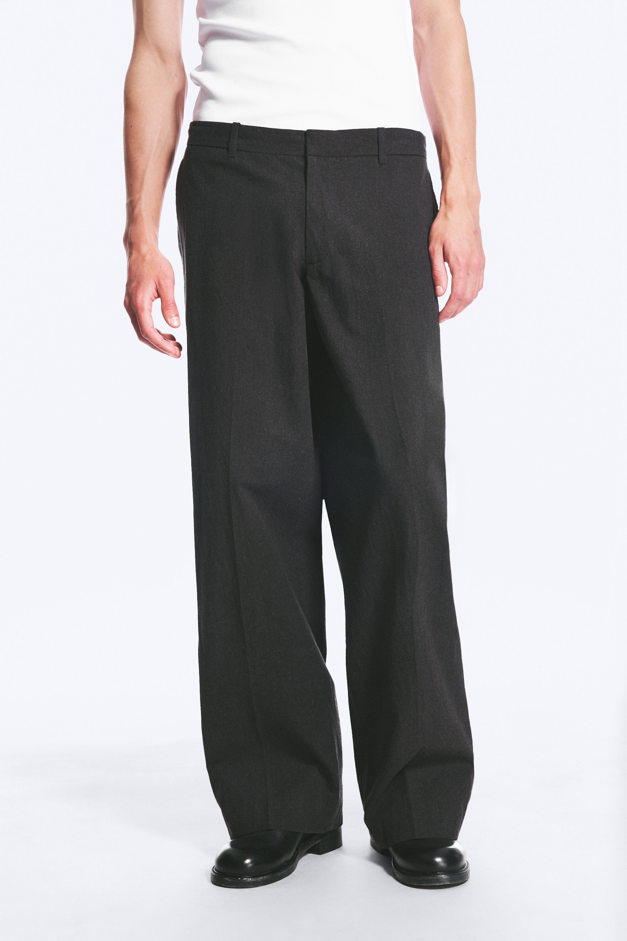 Black Melange - Florian Pleated Relaxed Suiting Trousers - 2