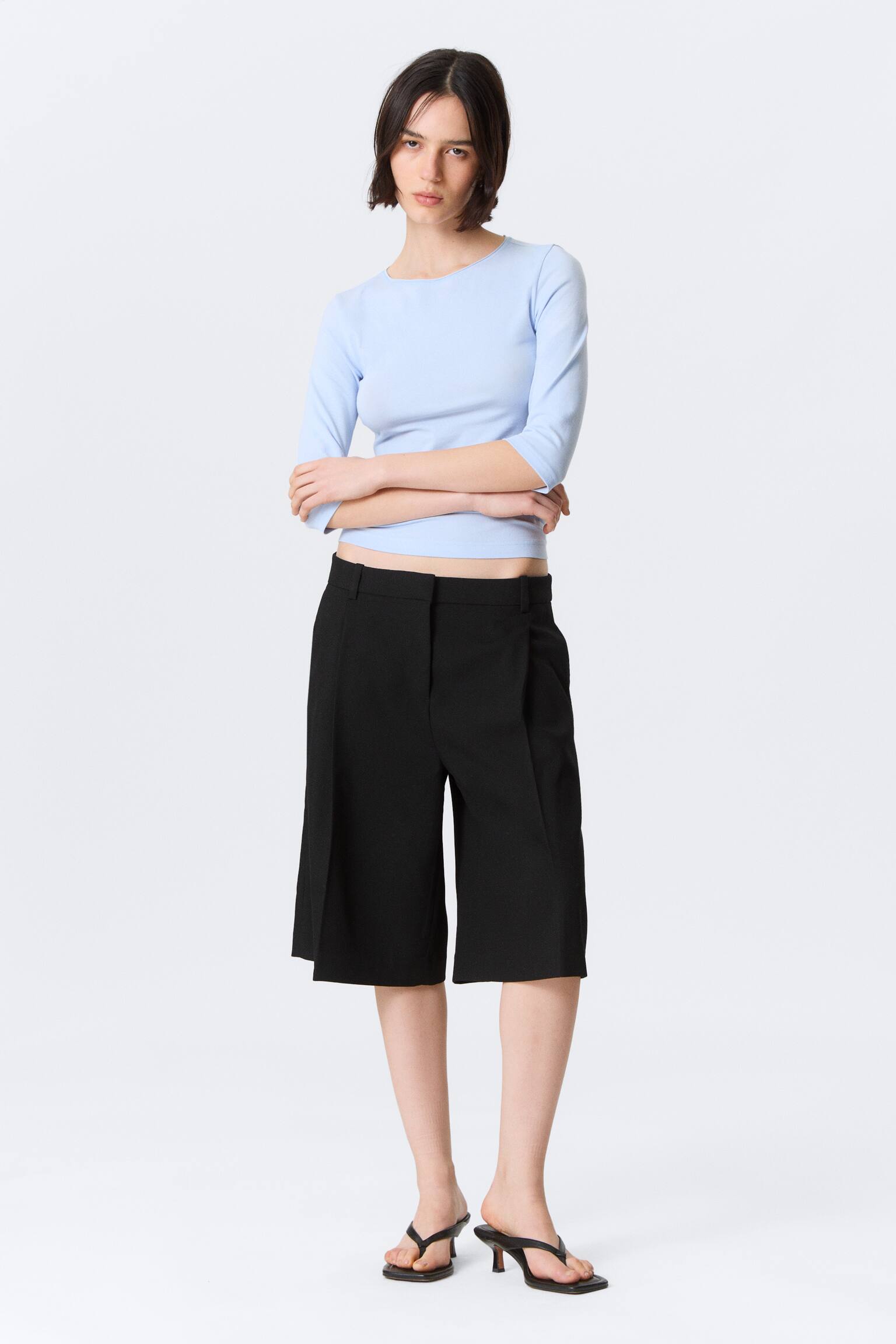 Short de costume plissé ample taille basse-Noir - 3