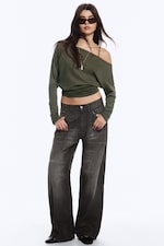 Chafe Black - Looser Regular Waist Loose Straight Jeans - 1