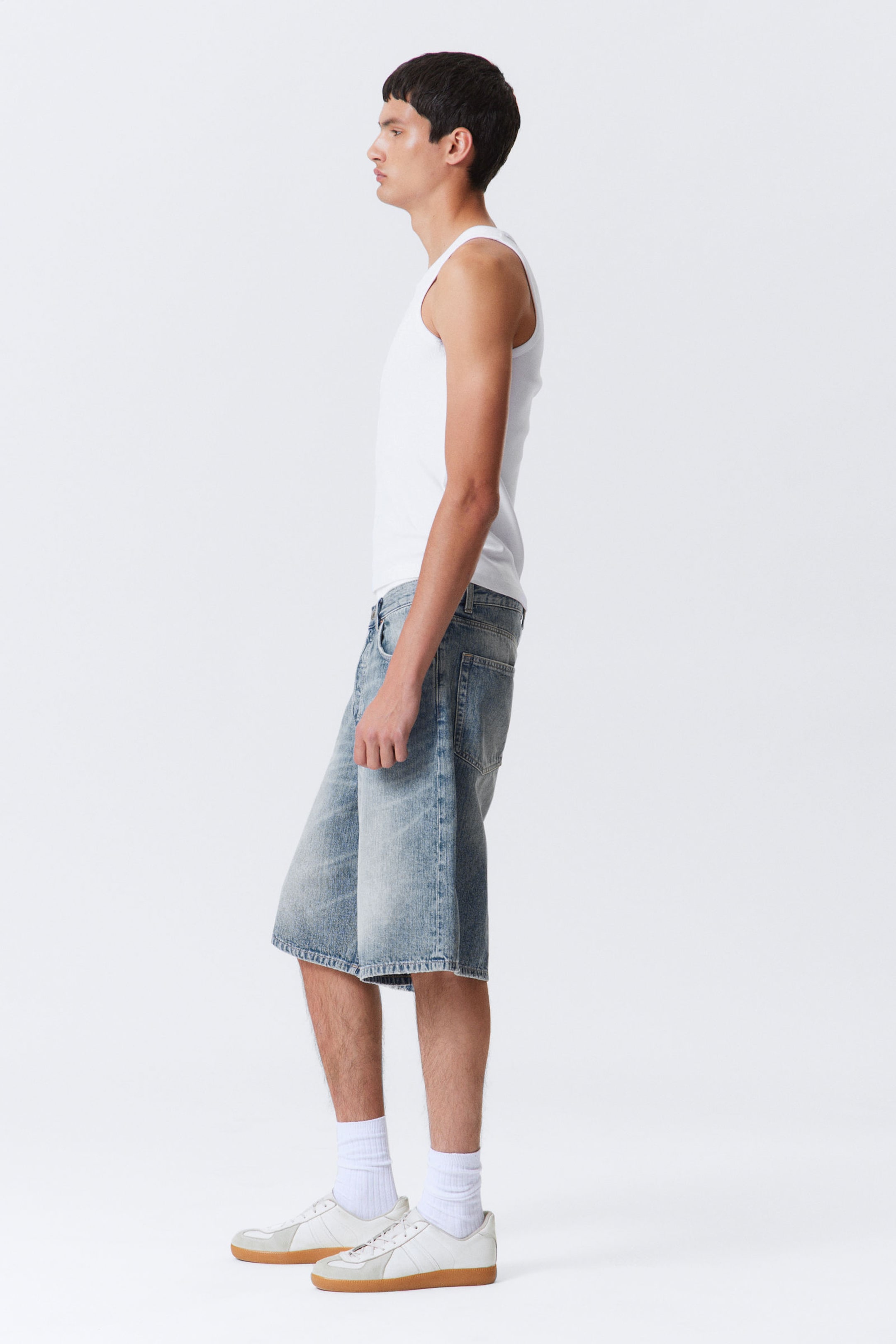 Blue Stream - Medium Blue - Astro Denim Loose Baggy Shorts - 4