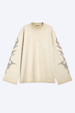 Oversized långärmad T-shirt med grafiskt tryck