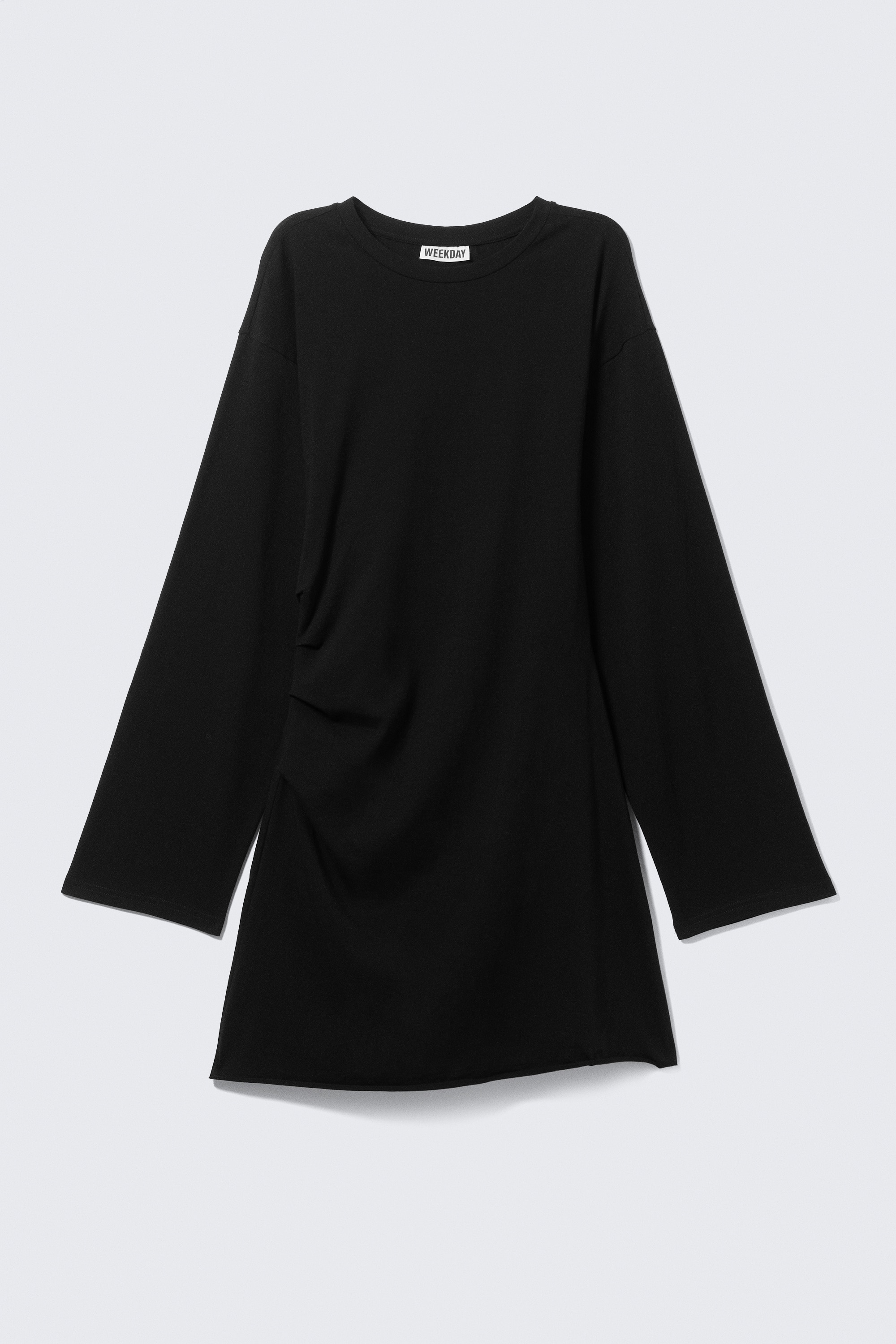 Oversized Long-Sleeved Mini Dress - Black/Grey Melange