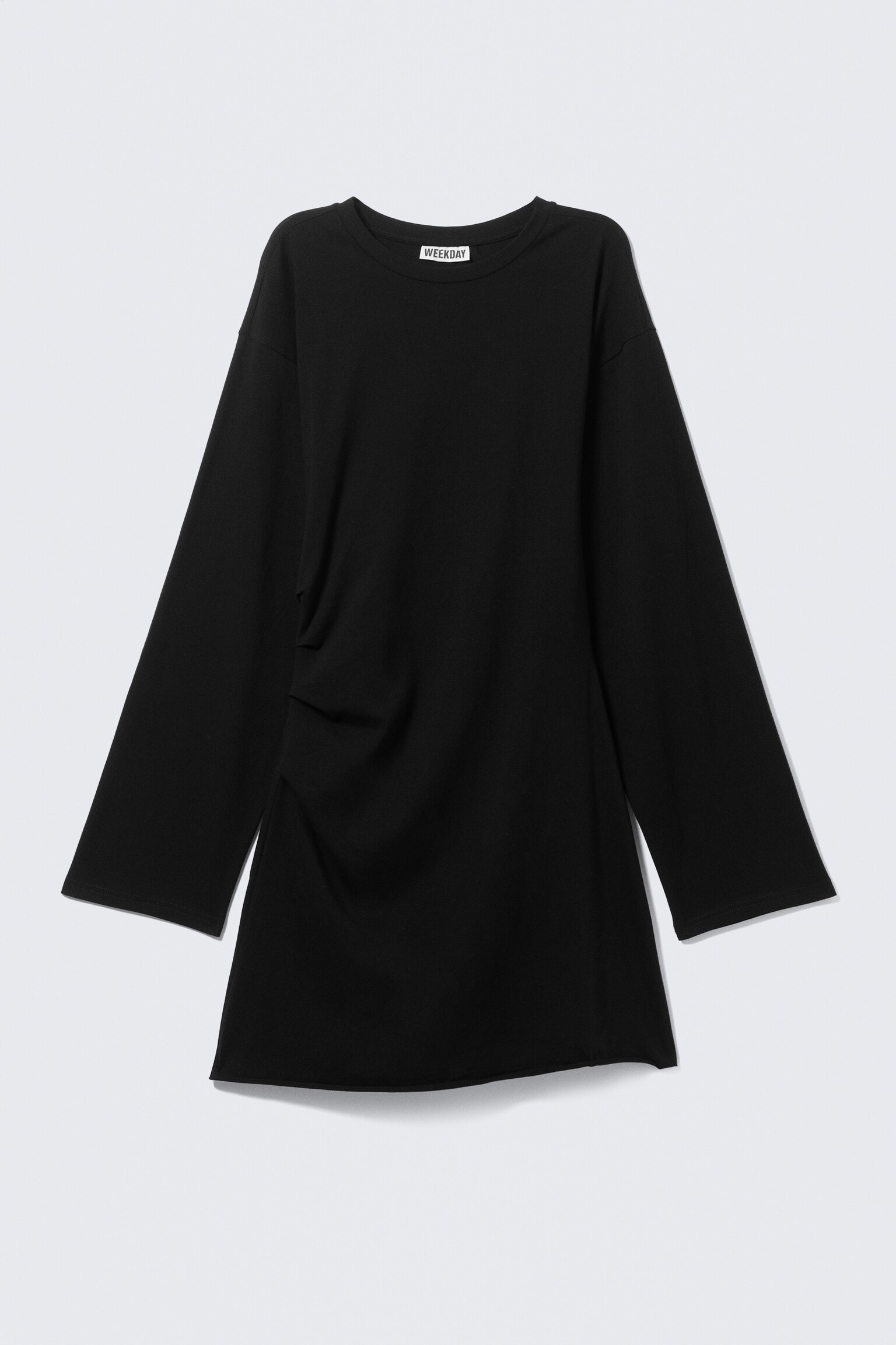 Oversized Long-Sleeved Mini Dress - Black/Grey Melange - 2