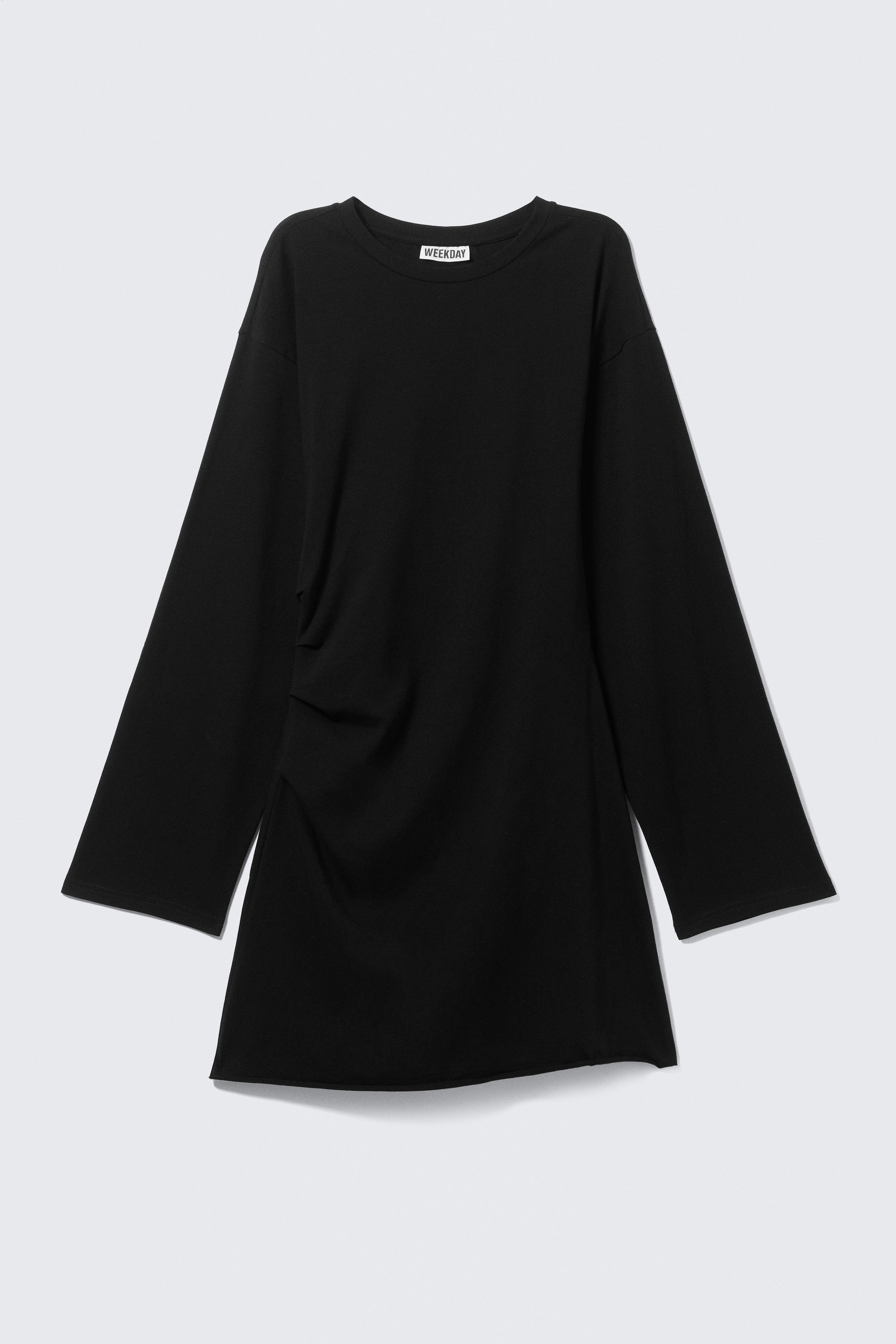 Zwart - Oversized Long-Sleeved Mini Dress - 3