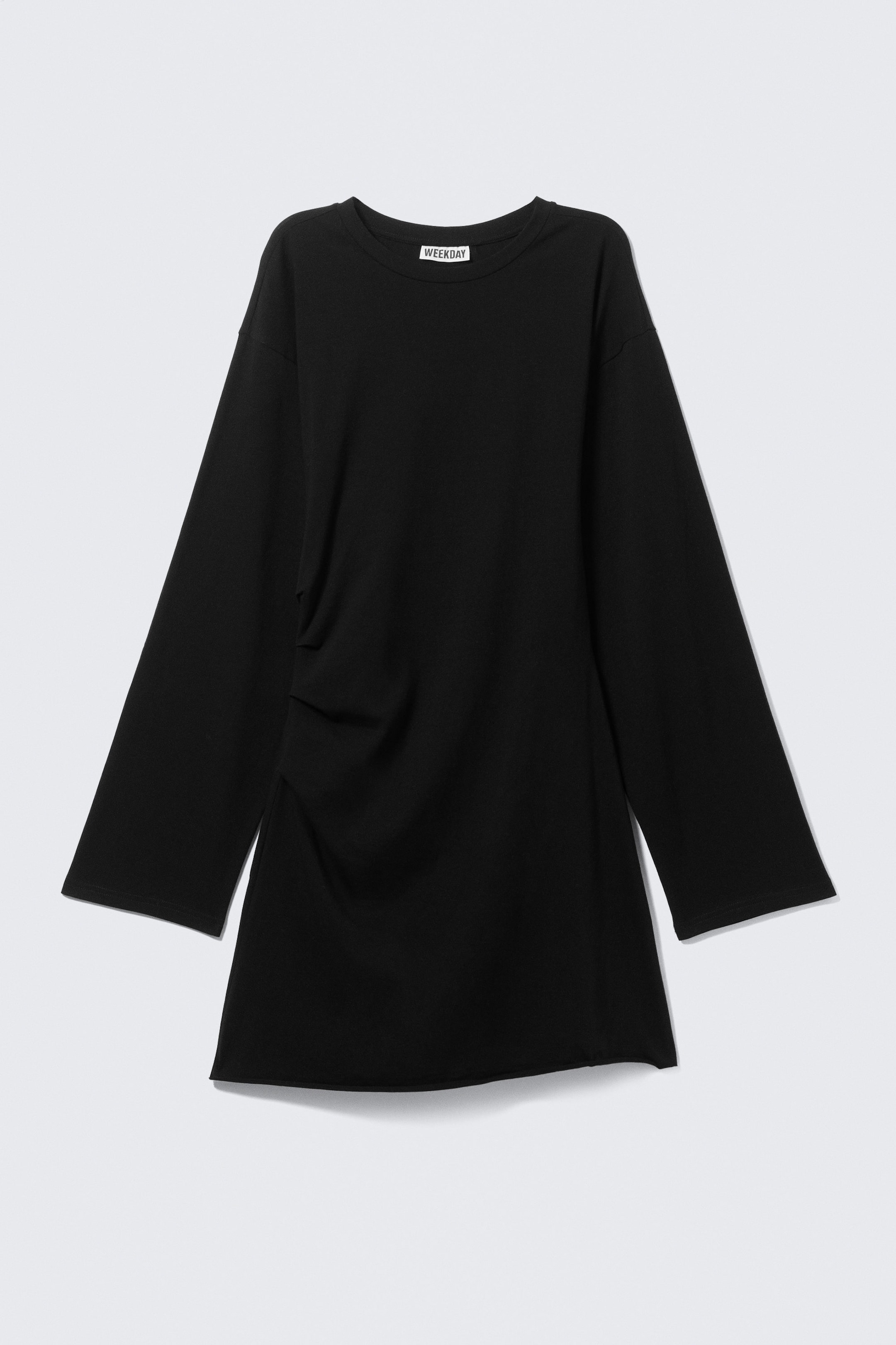 Black - Oversized Long-Sleeved Mini Dress - 3