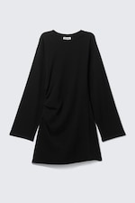 Black - Oversized Long-Sleeved Mini Dress - 3