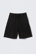 Vasket svart - Broderie Anglaise bomullsshorts med løs passform - 0