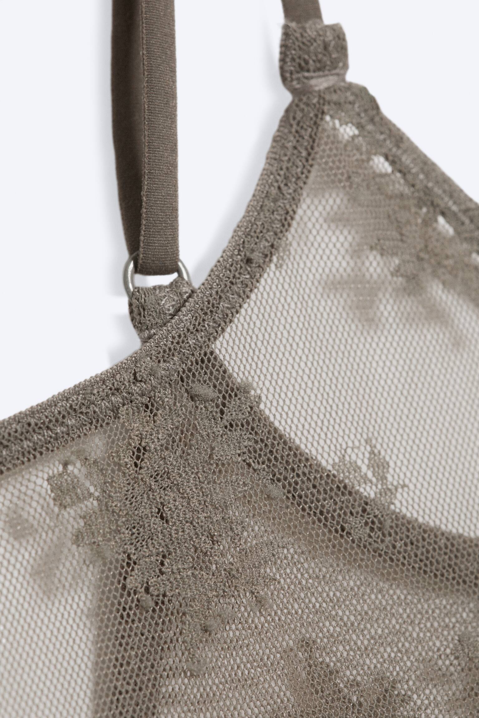 Body de encaje translúcido con espalda baja - Gris Empolvado Translúcido - 5