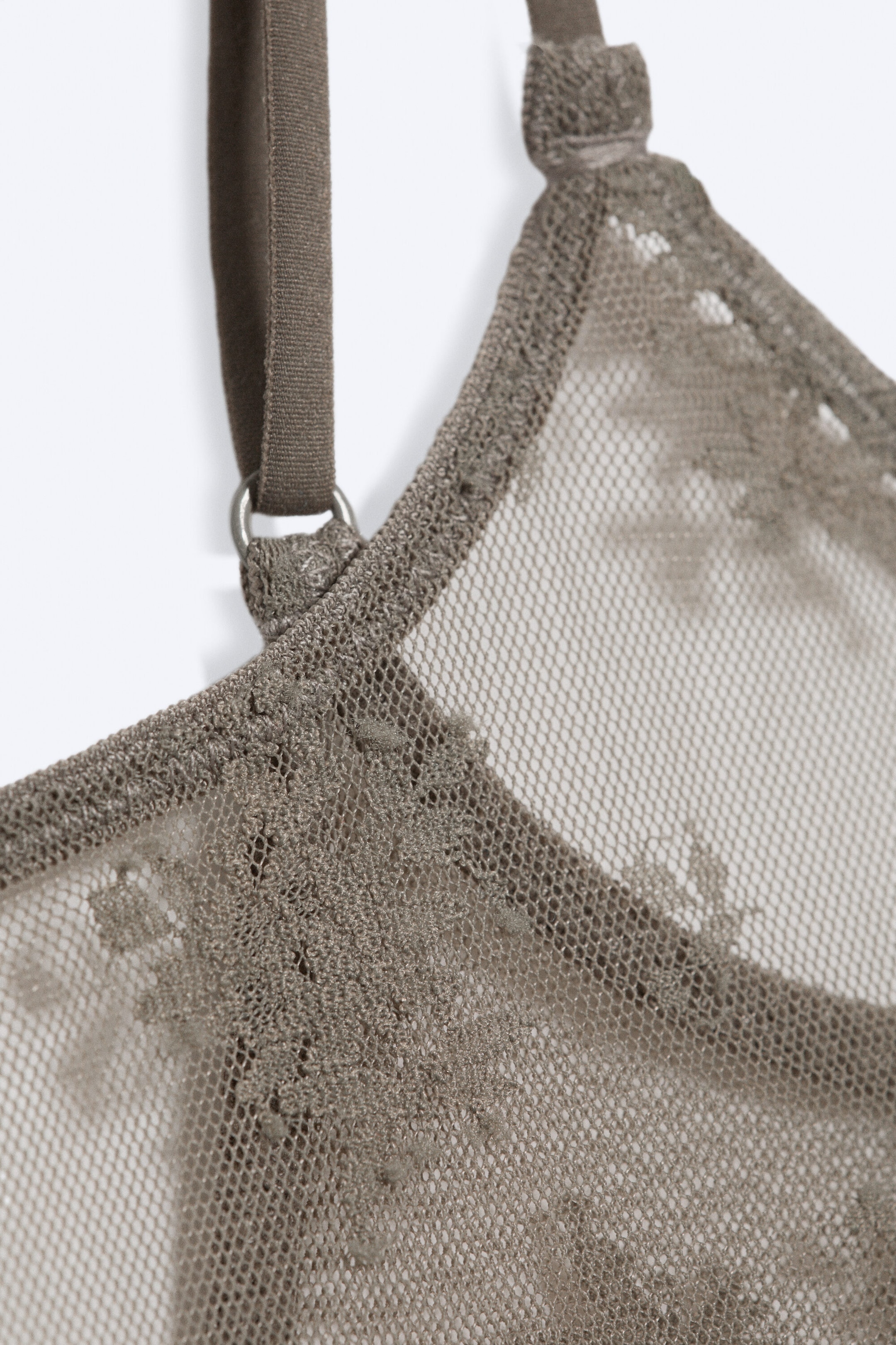 Transparent Dusty Grey - Sheer Lace Low‑Back Bodysuit - 4