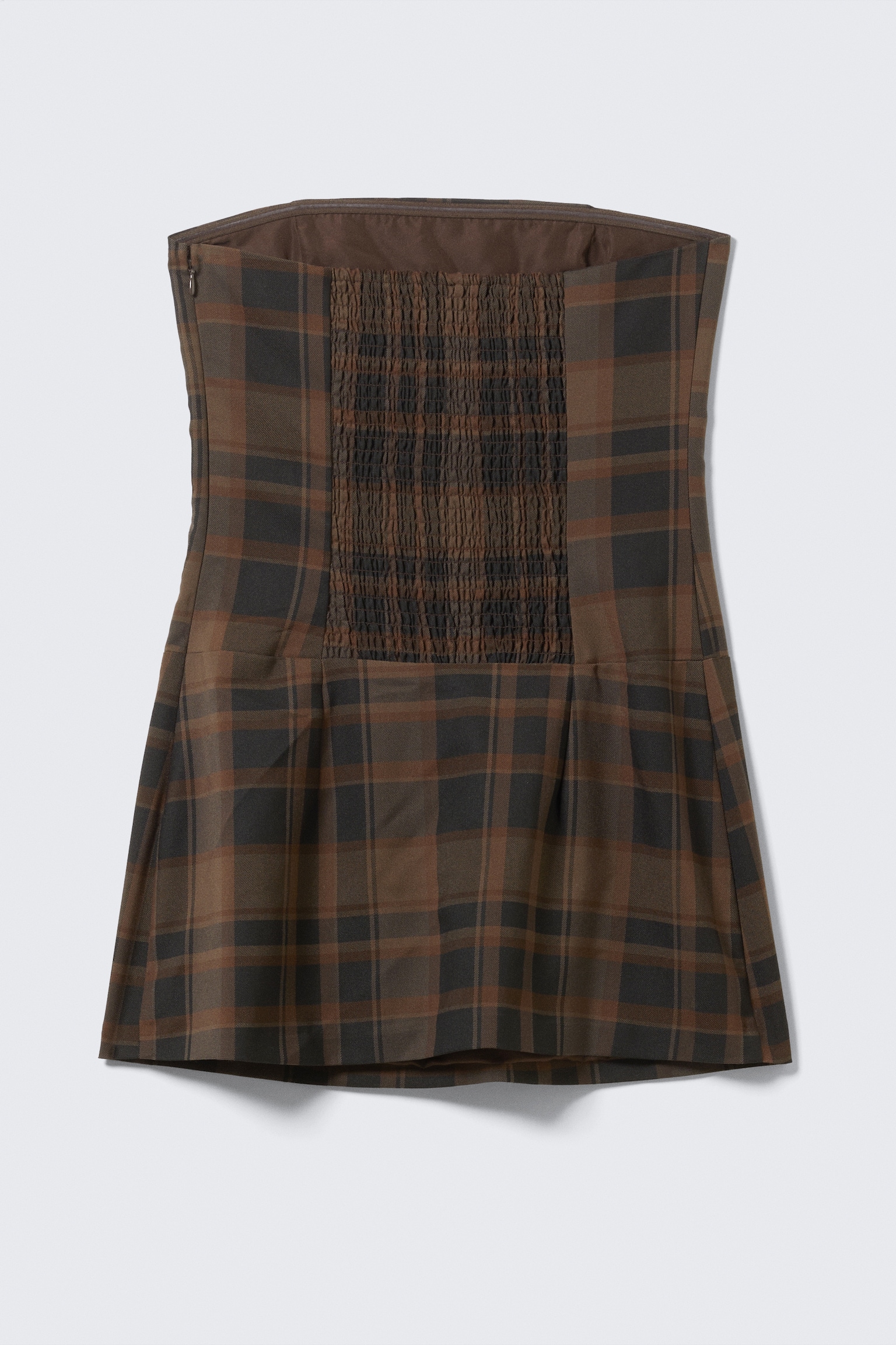 Mini-Tube-Kleid aus Anzugstoff - Dunkelbraun kariert/Graubraun meliert - 3
