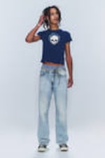 Hellblau - Anti – Unisex-Jeans mit niedrigem Bund - 0