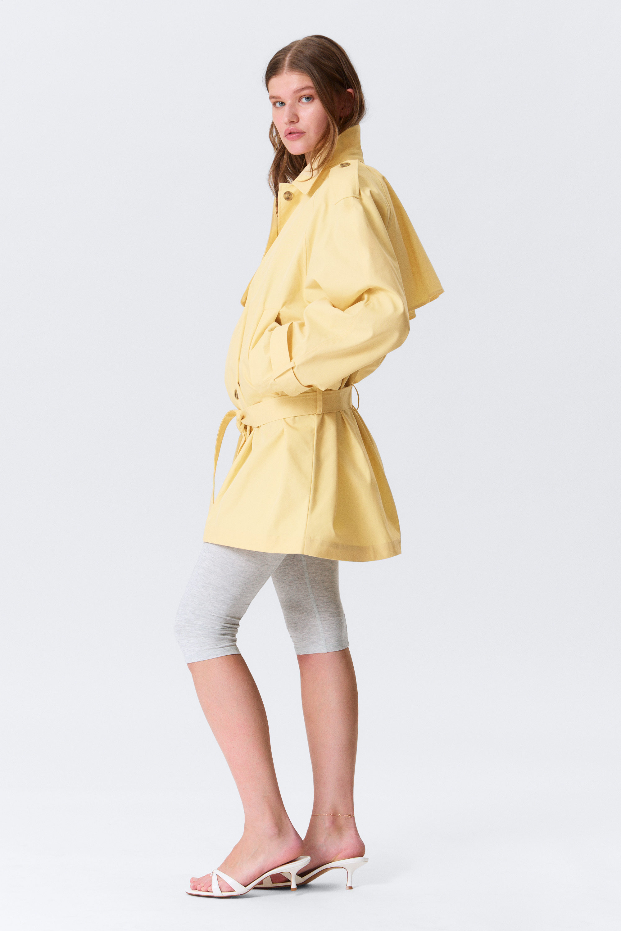 rosabel loose single-breasted trench coat - Light Yellow | Monki EU