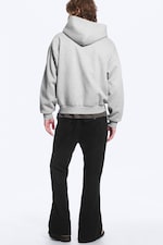 Gris chiné - Sweat à capuche zippé ample - 3