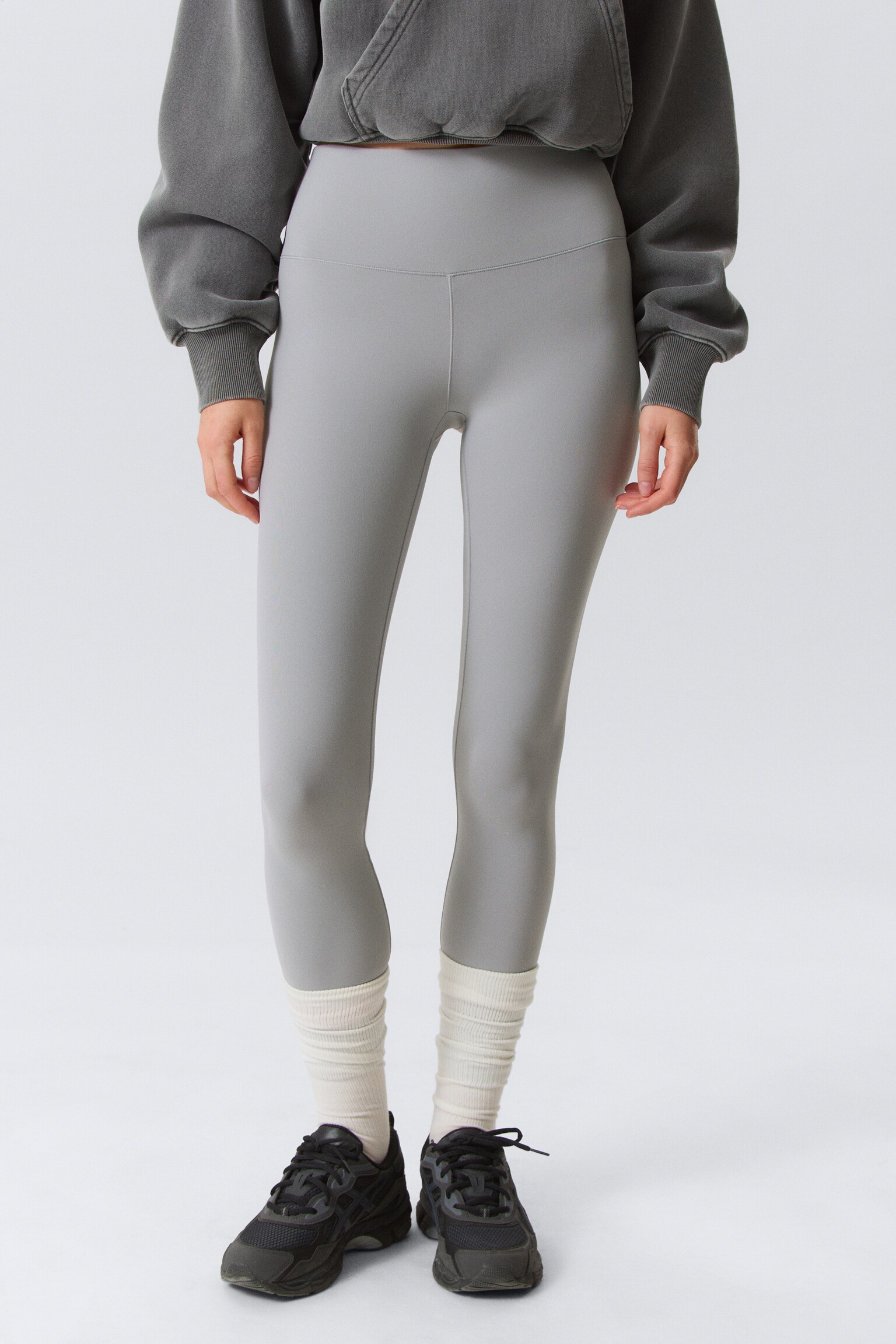 High Waisted Sports Tights - Light Dusty Grey/Dark Brown/Black/Dark Grey/Dark Khaki Green/White/Dark Brown - 6