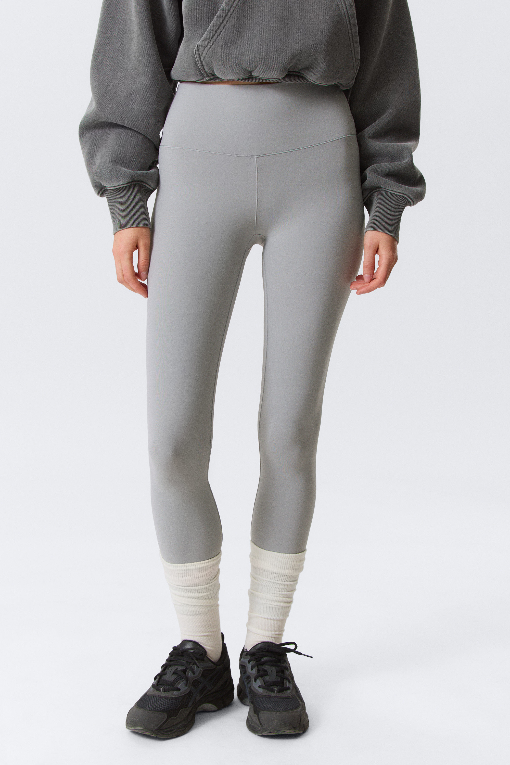 Light Dusty Grey - High Waisted Sports Tights - 2