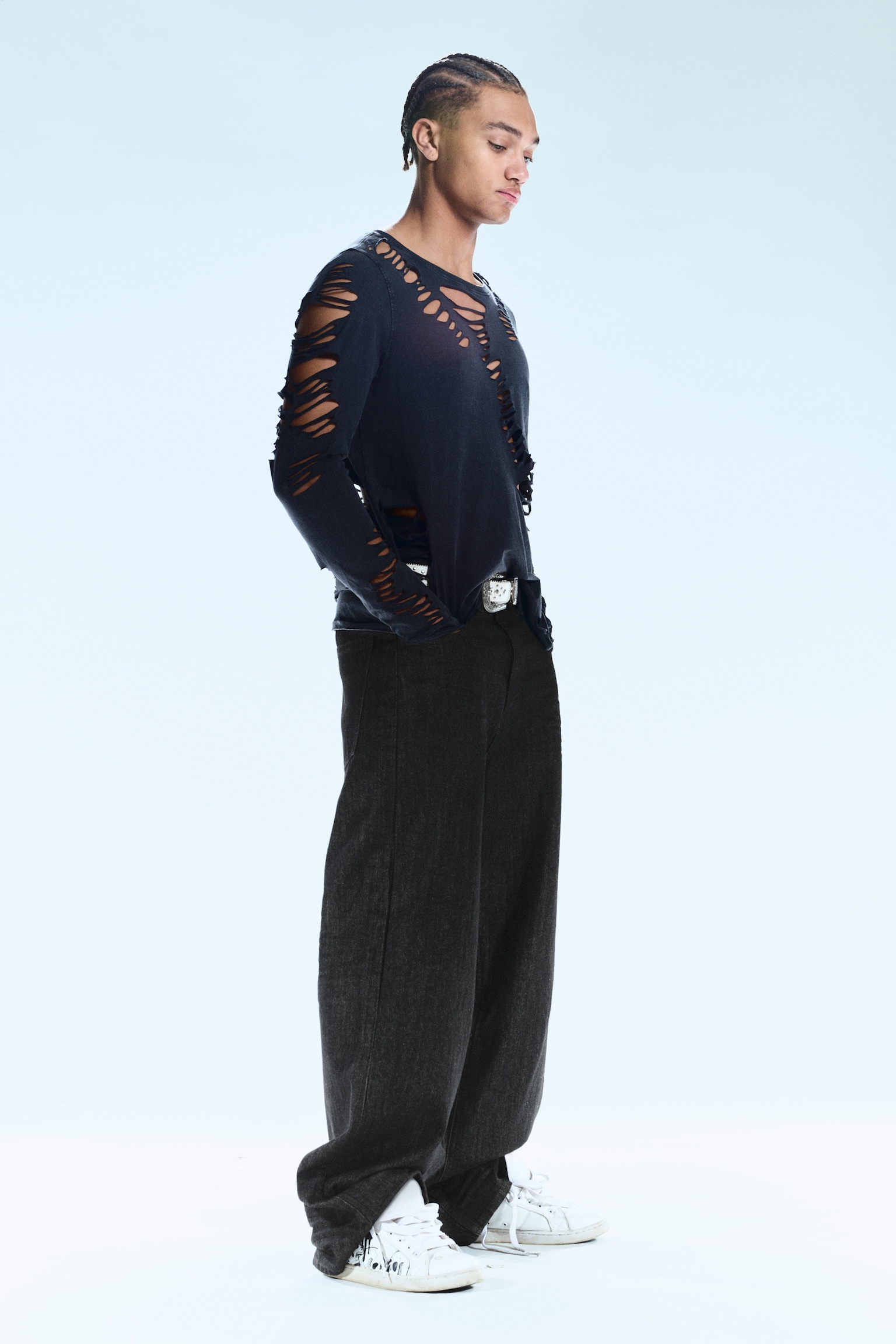 Looser Regular Waist Loose Straight Jeans - Extra Black Rinse/Extra Blue Rinse - Medium blå - 7