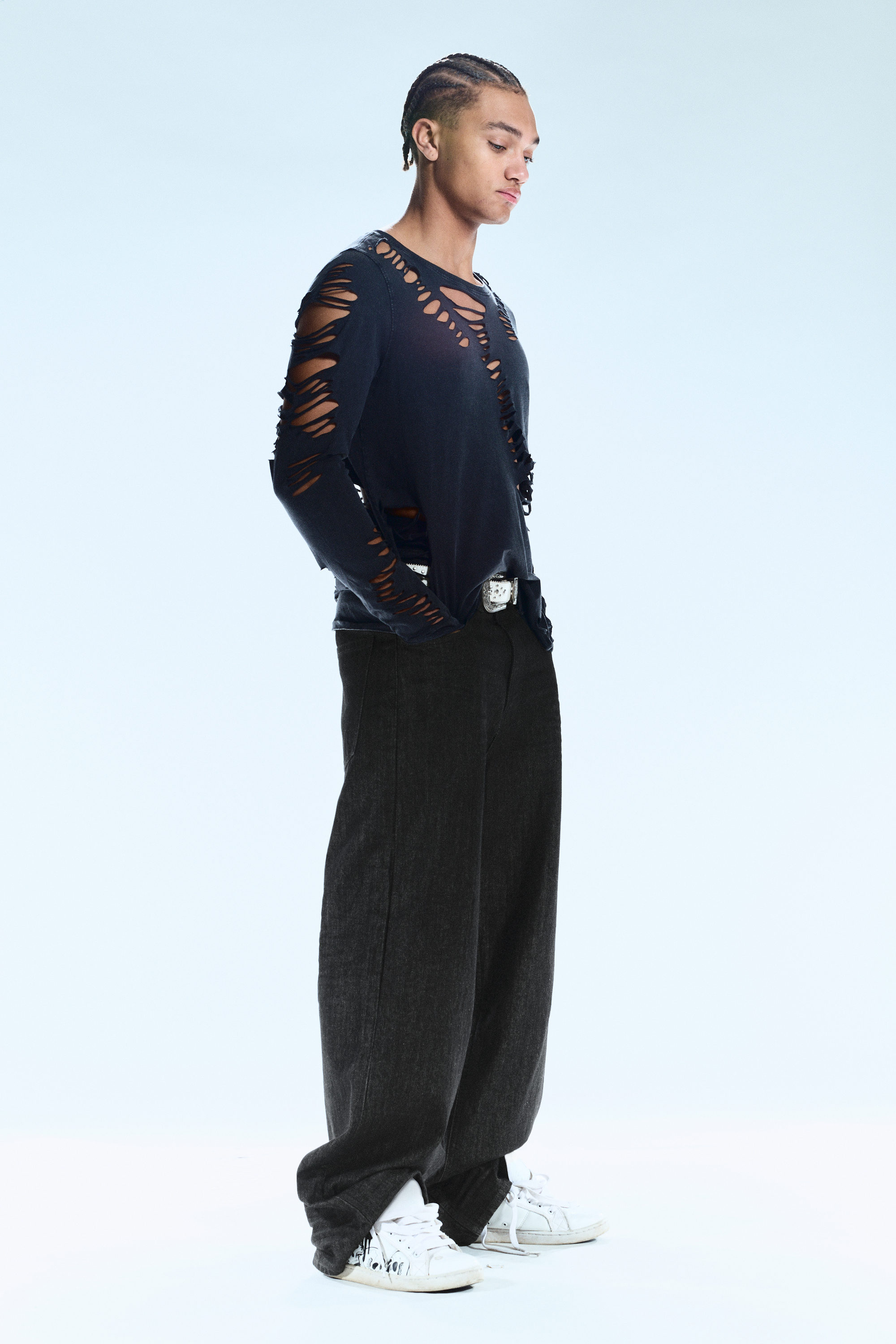 Waschung "Extra Black" - Looser – Weite Jeans mit normaler Taille - 2