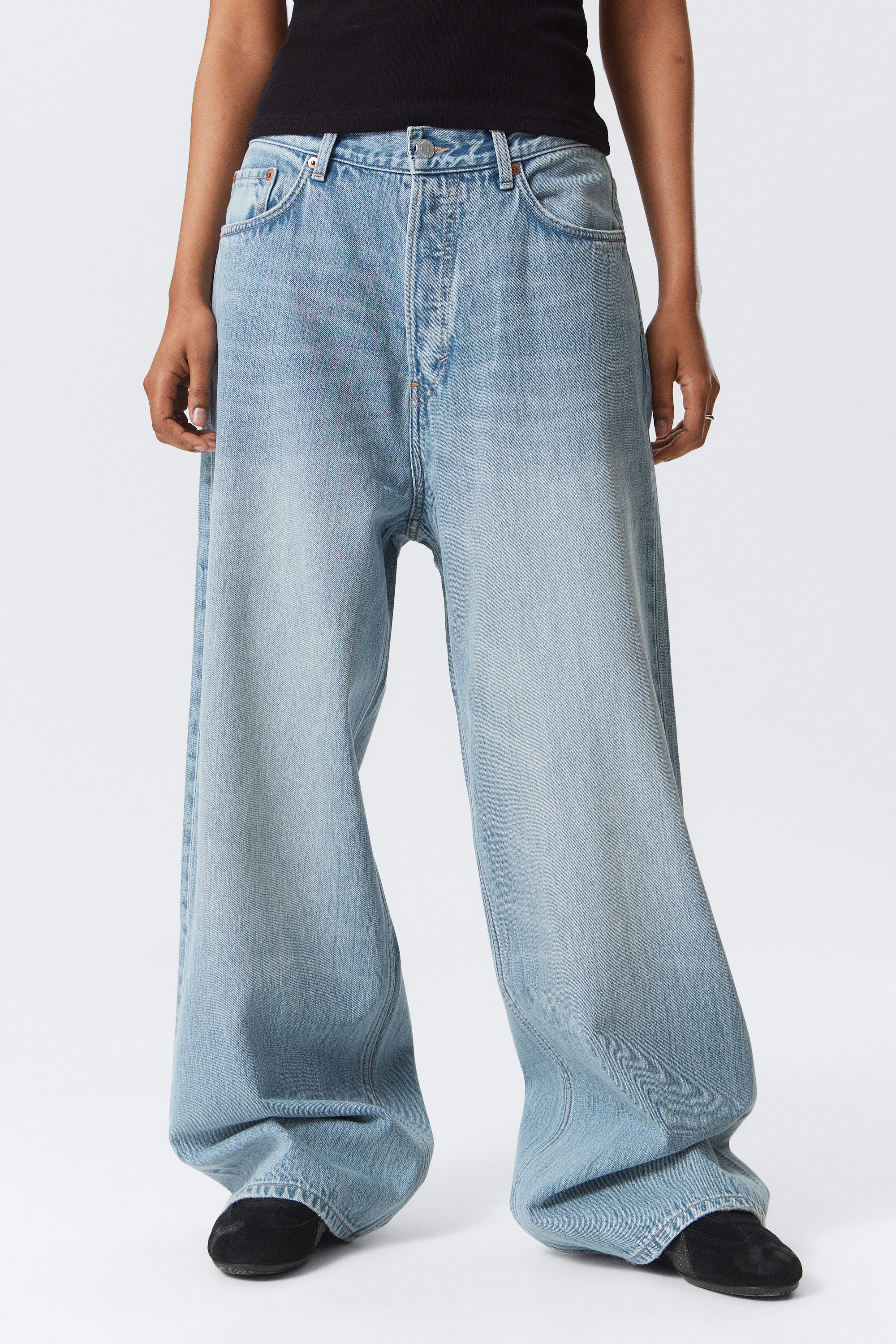 Blue Stream - Mittelblau - Astro Loose Baggy Leg Jeans - 10