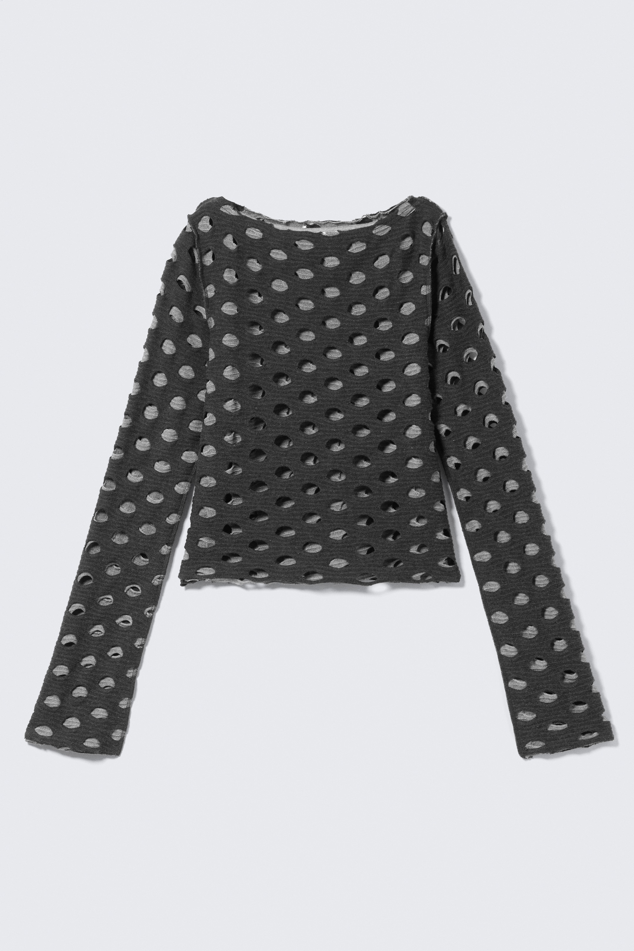 Ingrandisci l'immagine: Distressed Long-Sleeved Boat-Neck Top - Dark Grey - DONNA | H&M CH 4