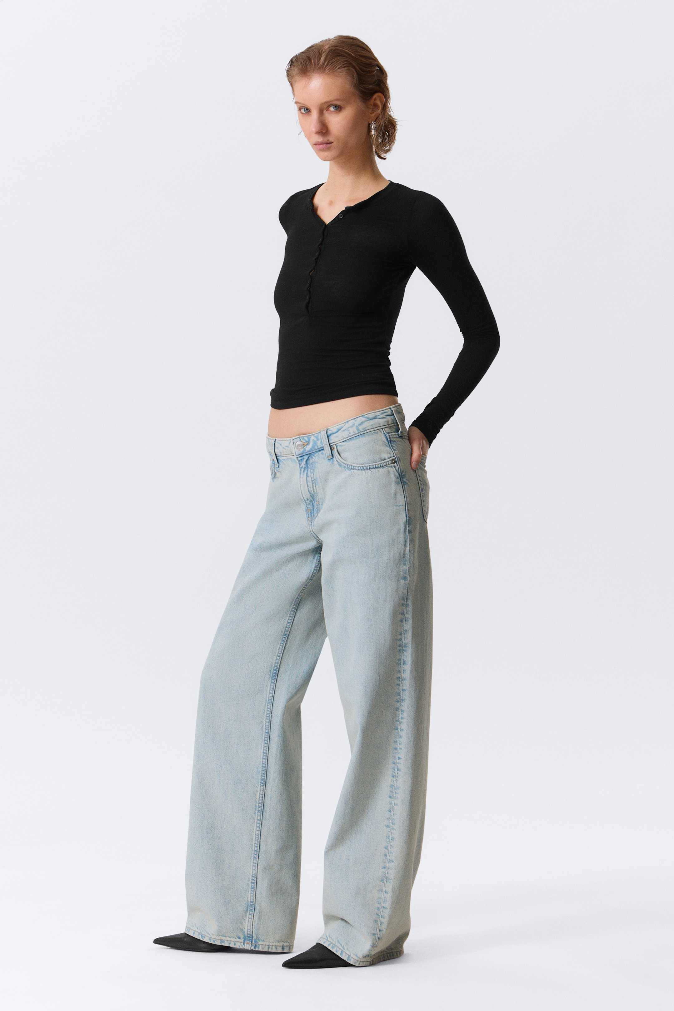 Agrandir l'image: Jean jambe large taille basse Ample - Snow Blue - Bleu clair - FEMME | H&M FR 3