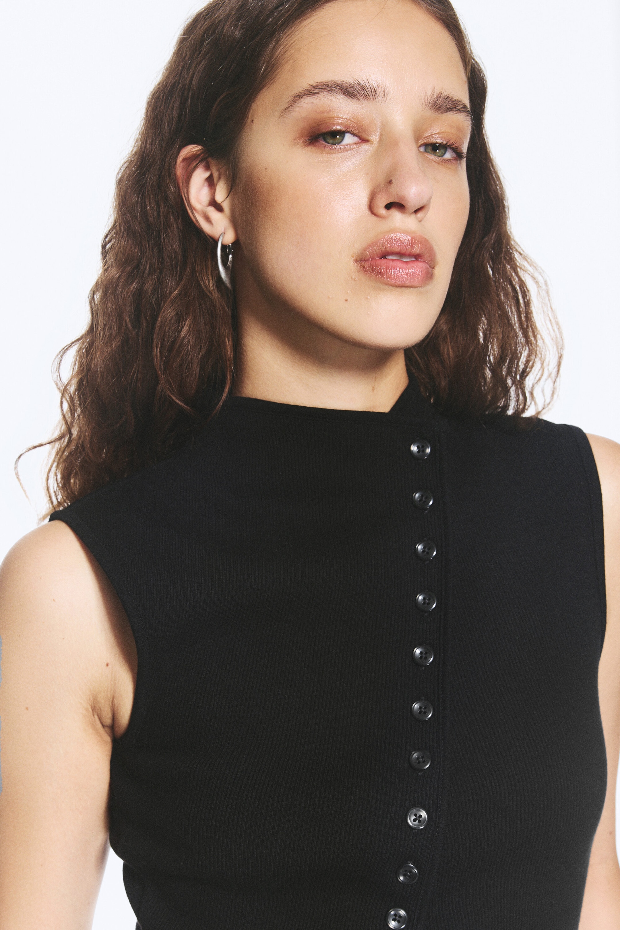 Black - Asymmetric button top - 2
