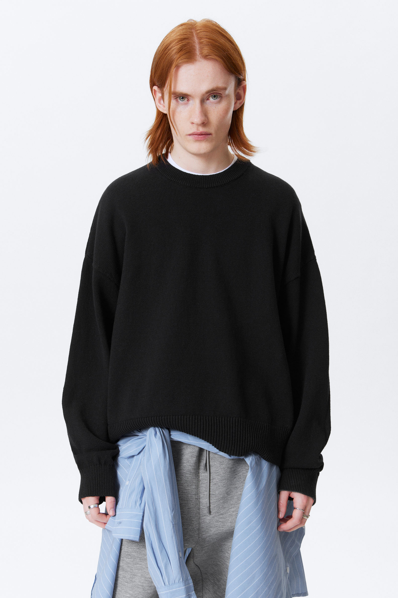 regular knitted cotton sweater - Light Dusty Mole | Weekday EU