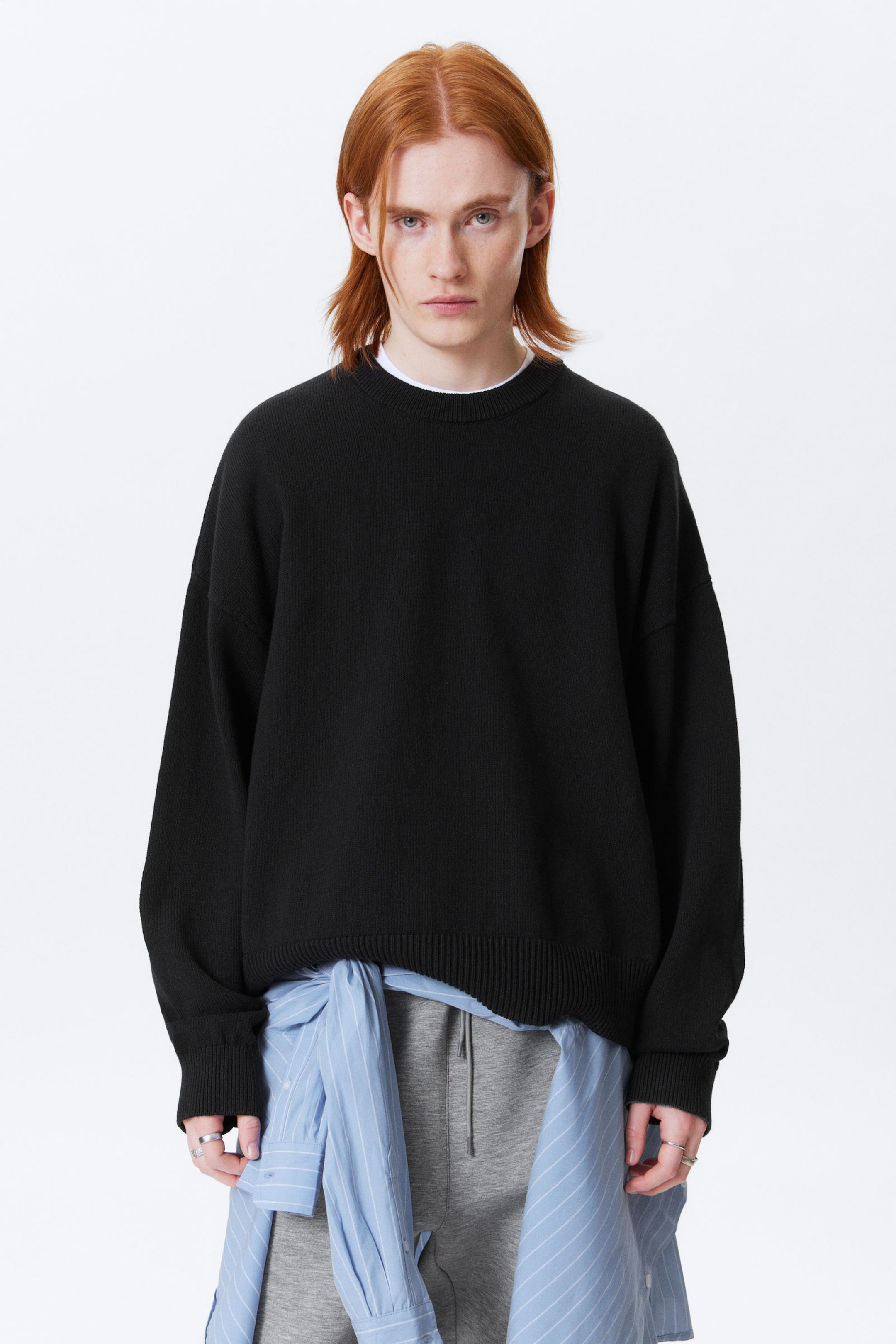 #272627 - Knitted Oversized Boxy Cotton Sweater - 1