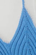 White & Blue - Short-Sleeved Knitted Layered Top - 4