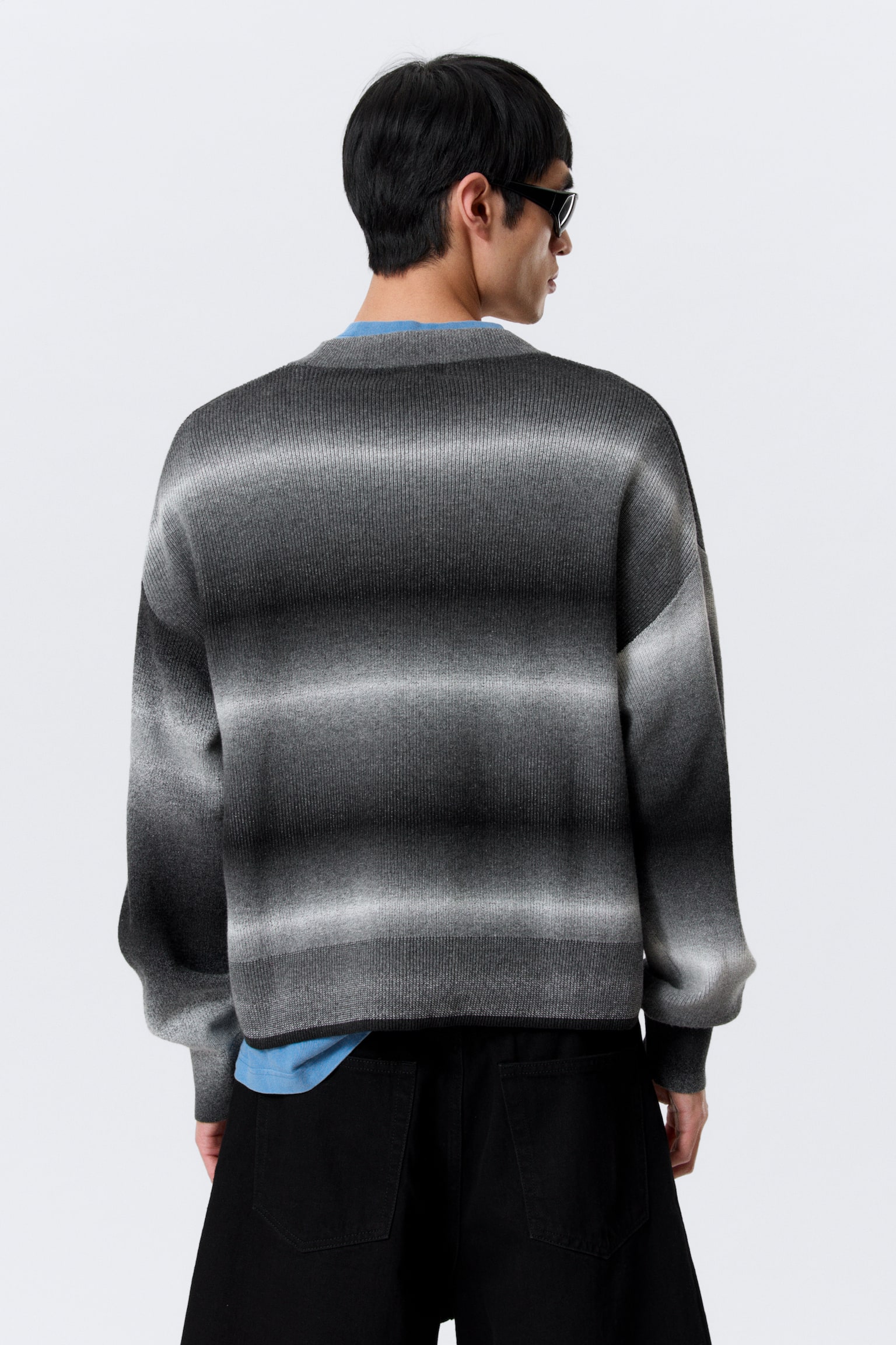 Sweter z bawełnianej dzianiny Relaxed Space-Dyed - Black Space Dye - 3