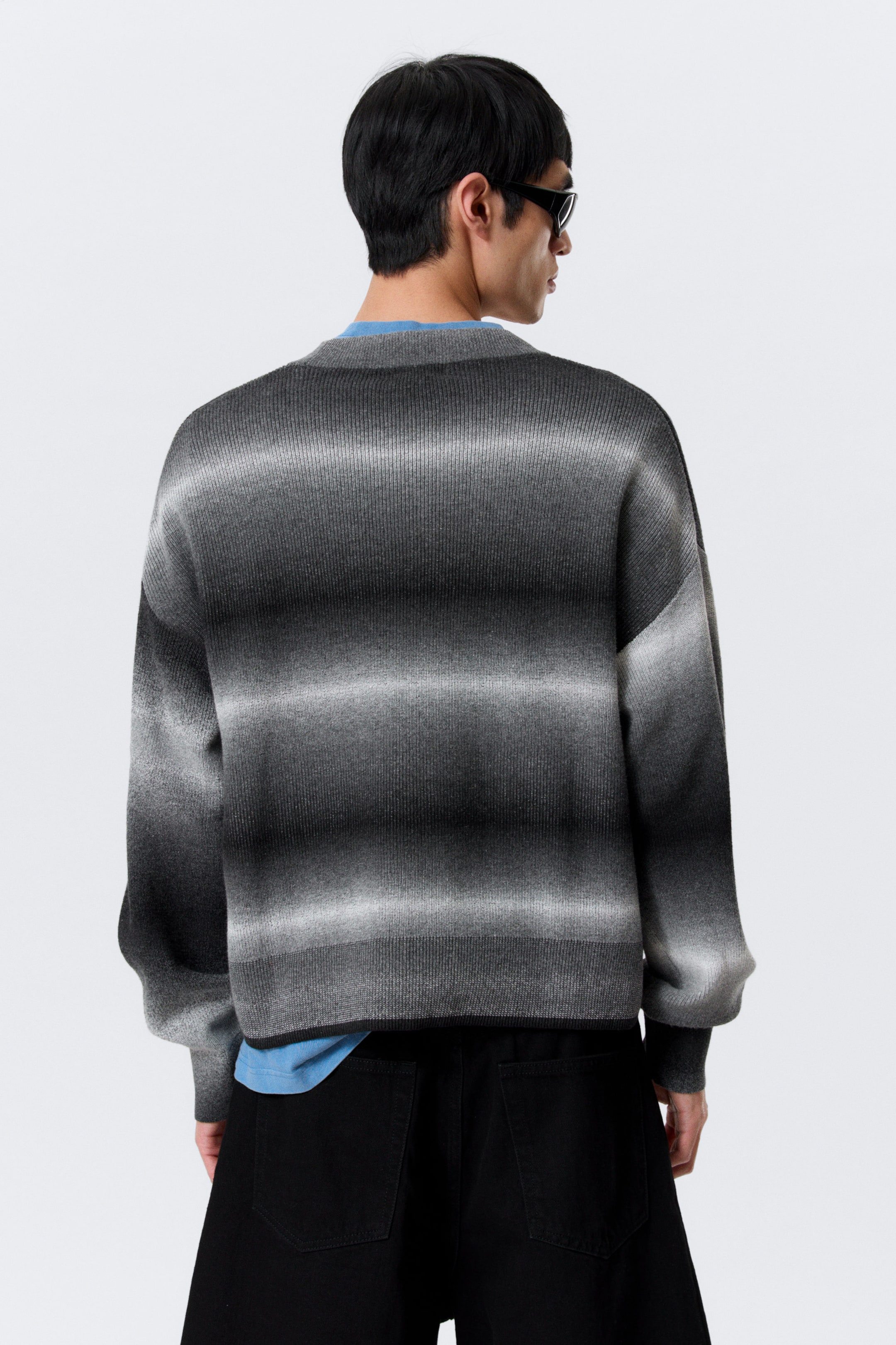 Black Space Dye - Relaxed Space-Dyed Knitted Cotton Sweater - 2