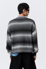 Black Space Dye - Relaxed Space-Dyed Knitted Cotton Sweater - 2