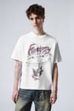 White - Fantazy Flower - Great Boxy Printed Graphic Tee - 0