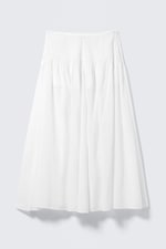 White - Pleated Mid Rise Maxi Skirt - 3