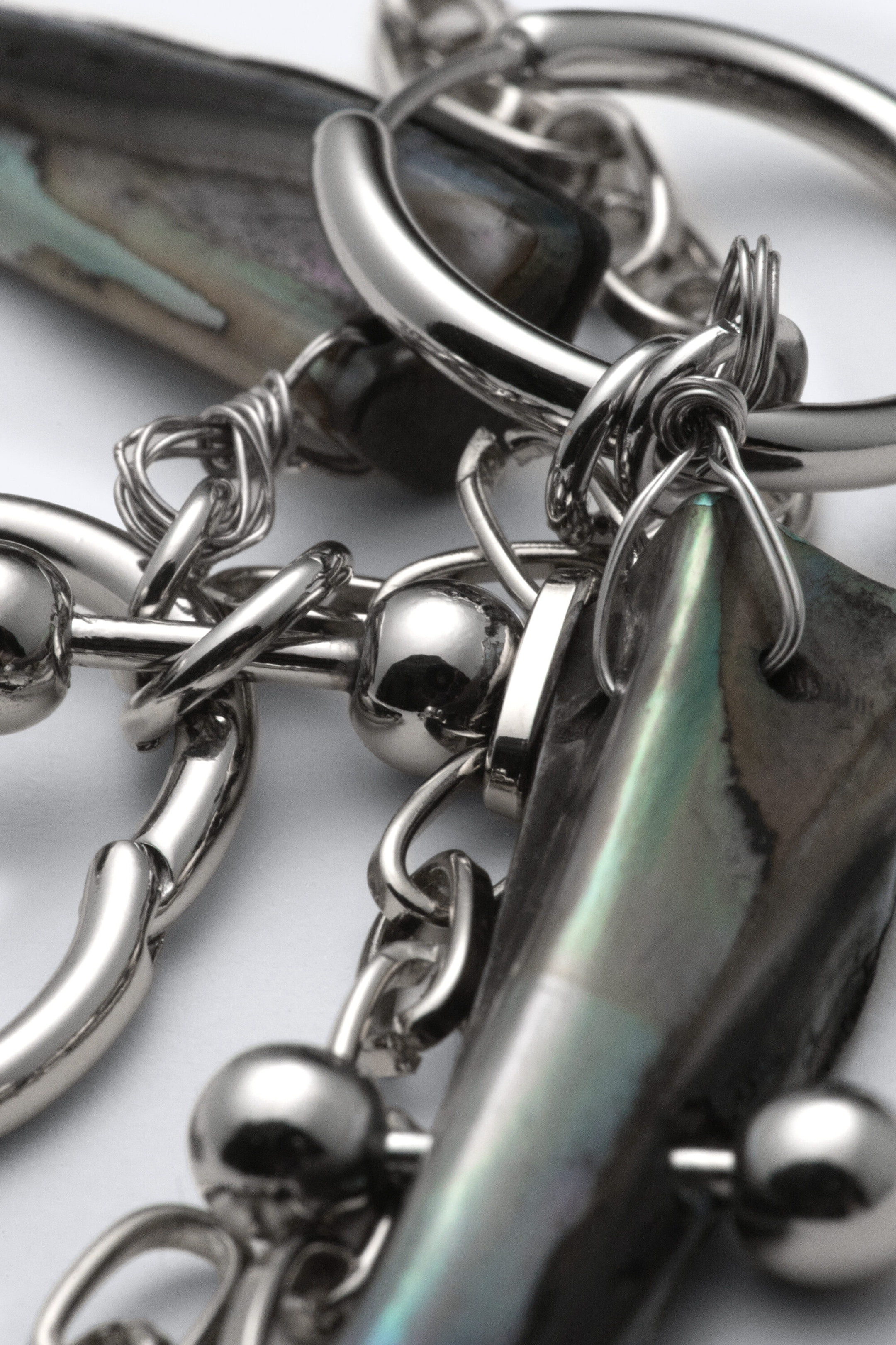 Black/Silver/Pearl - Shell Pendant Earrings - 2