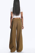 Dark Khaki - Low Rise Baggy Ripstop Trousers - 3