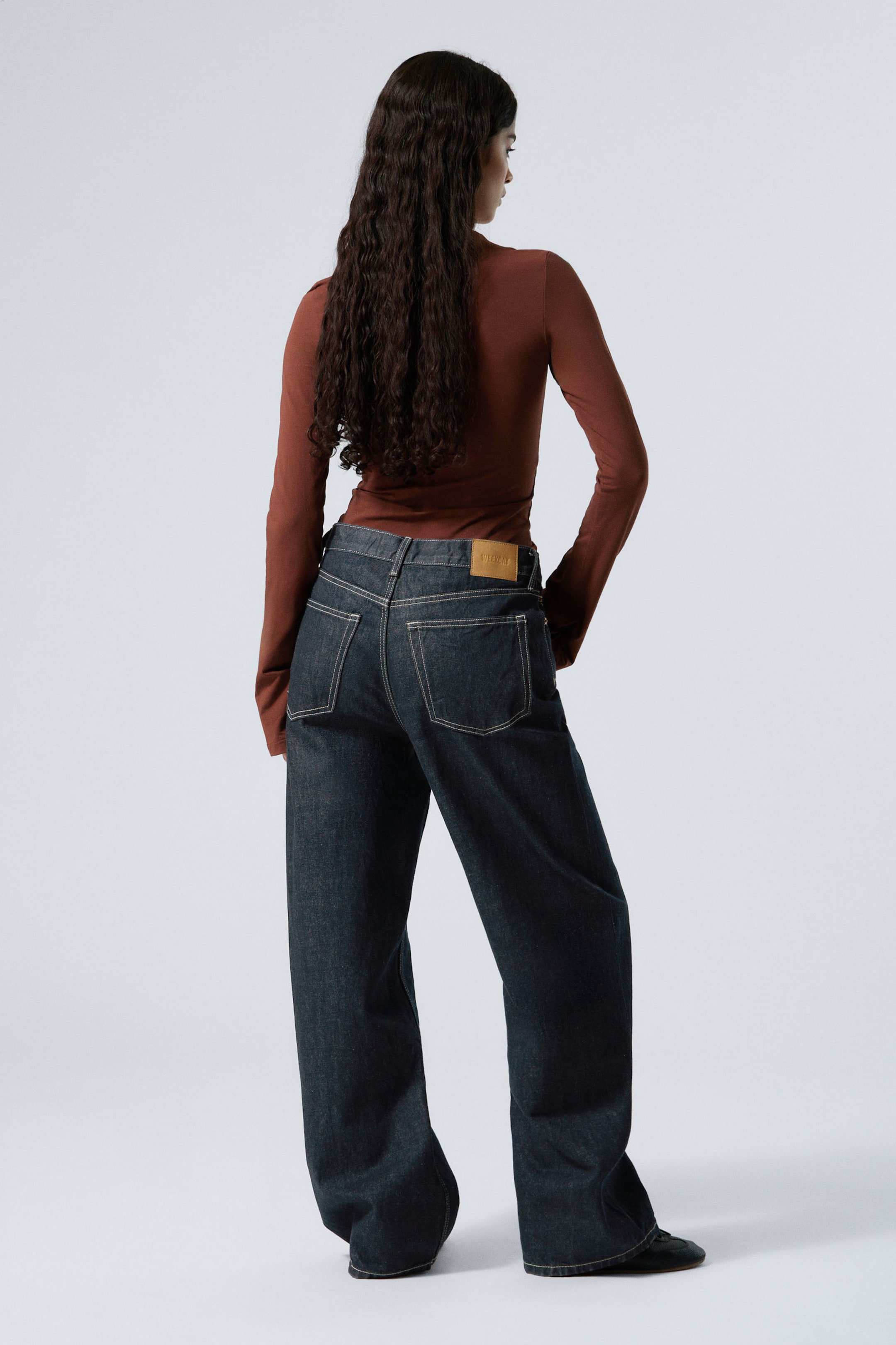 Blue Rinse - Dark Blue - Dynasty Low Rise Loose Wide Leg Jeans - 3